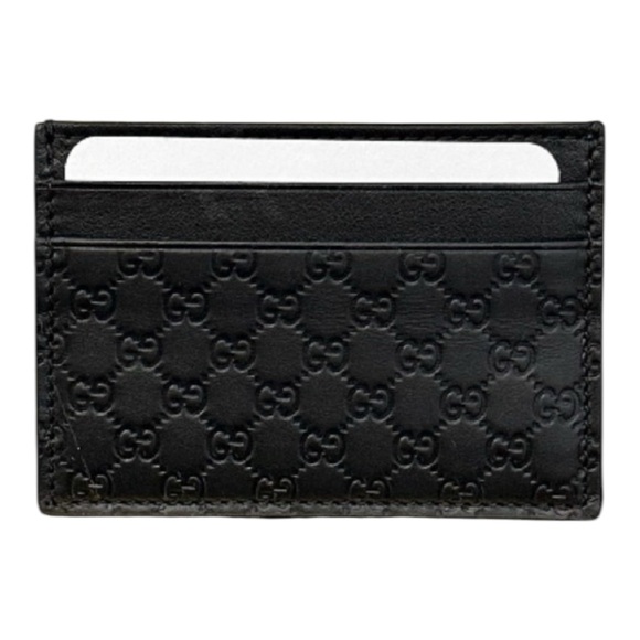 GUCCI BLACK GUCCISSIMA CARD CASE CARD HOLDER - Picture 1 of 7